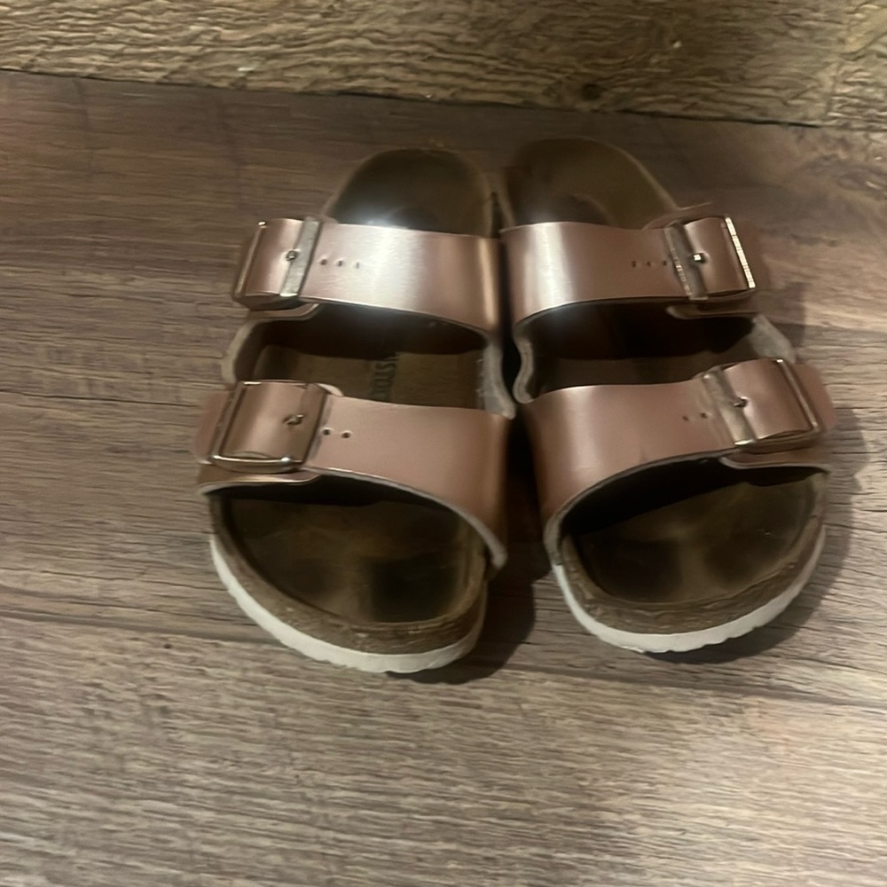 Girls Birkenstock size 13 rose gold double strap sandal